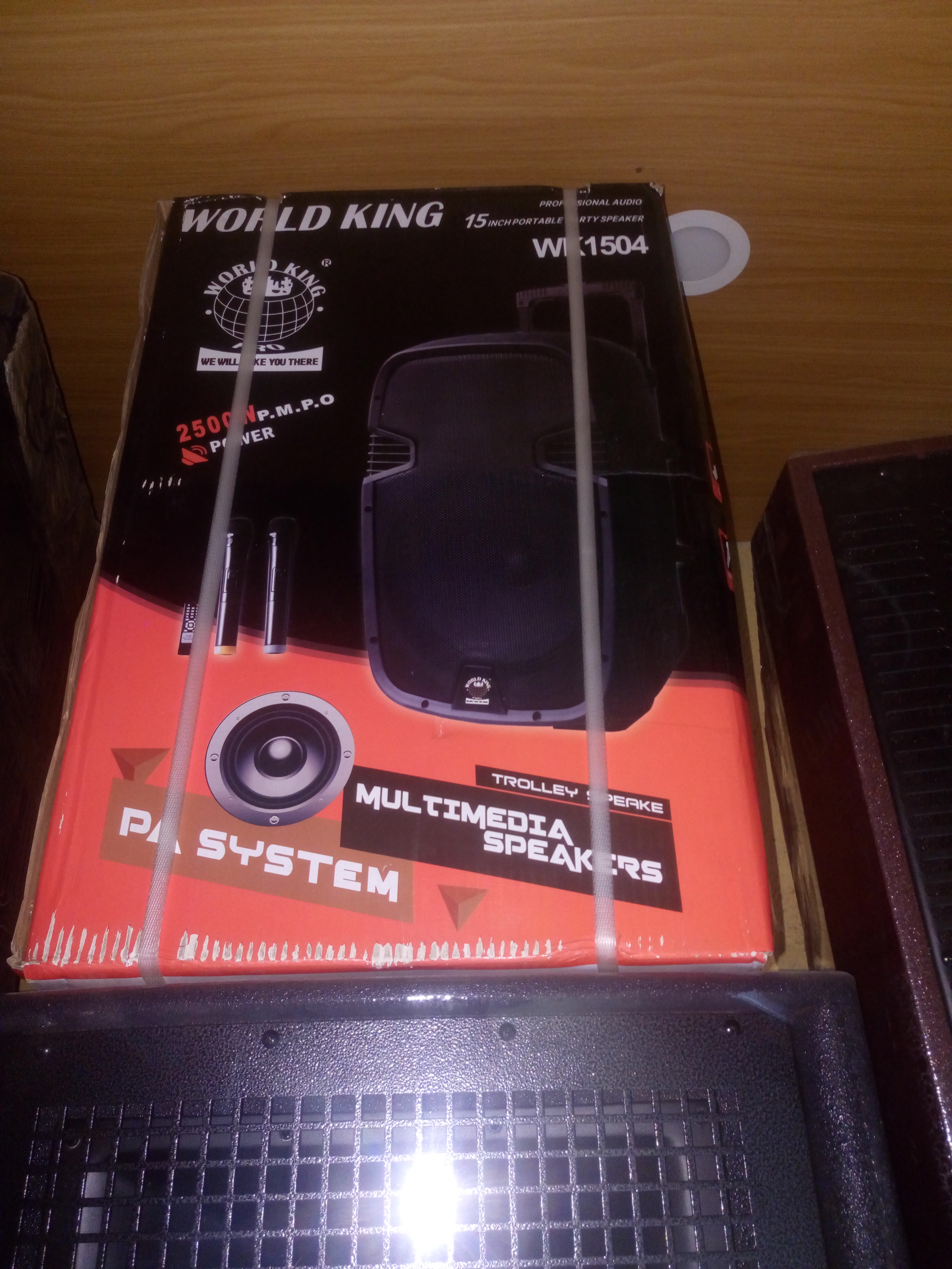 WORLDKING WK-1204 12Inch Multifunctional PA Active Speaker System With Bluetooth, Speaker, Two Wireless Microphones & USB/SD Port aww