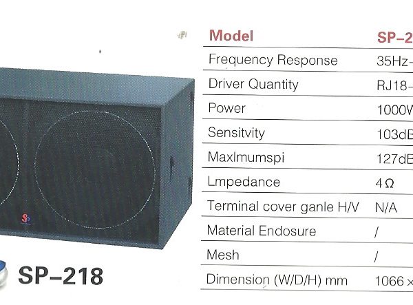 Sound Prince SP-218 Double Sub-woofer Speaker – Pair