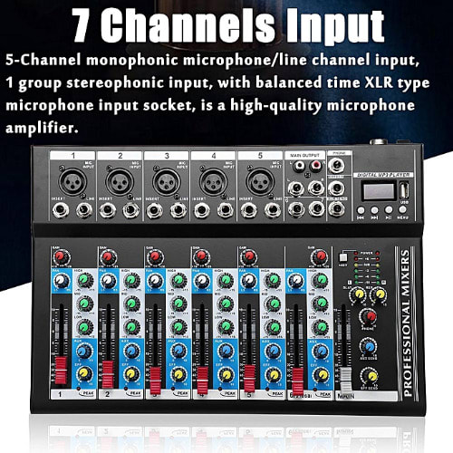 Pro 5 Channel Bluetooth Studio Audio Mixer Live Sound Mixing