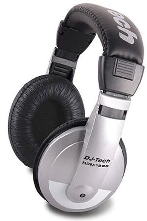 DJ Tech HPM1200 Multi-Purpose Headphones with 100-18kHz Ultra-Wide Frequency Response and 1/8" TRS Stereo Jack Plus 1/4" TRS Adaptor, 32 Ohms Impedance