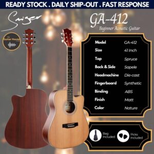 SMIGER GA-412 41 INCH BEGINNER ACOUSTIC GUITAR