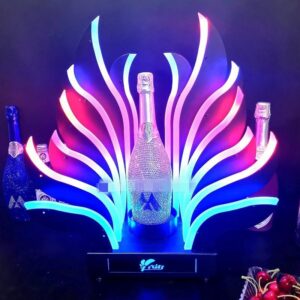 LED Peacock Tail Luminous Bar Wine Bottle Holder Rechargeable champagne glorifier