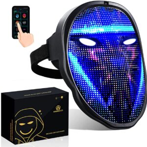 Led Mask with Bluetooth Programmable,for Costume Cosplay Party Masquerade,light up mask for halloween