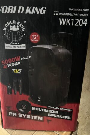 WORLDKING WK-1204 12 Inch Multifunctional PA Active Speaker System With Bluetooth, Speaker, Two Wireless Microphones & USB/SD Port aww