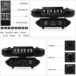 Moving Head Light,DJ Lights 12LEDs 150W RGBW Beam Light 4-in-1 Strobe(Laser Shutter)