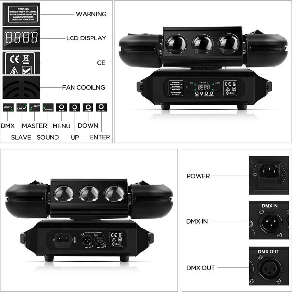 Moving Head Light,DJ Lights 12LEDs 150W RGBW Beam Light 4-in-1 Strobe(Laser Shutter)