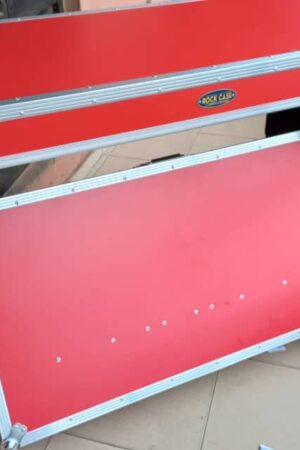 DJ Z-Table® Workstation | Flight Case Table Portable W-Handles and Wheels | Black on Red