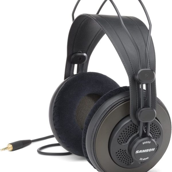 Samson Semi Open-Back Studio Reference Headphones, Black, Over Ear (SR850)
