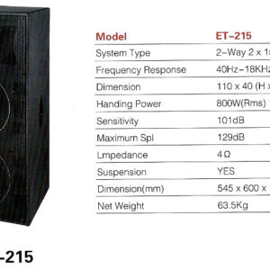 Sound Prince SP215 15″ Double Passive Loudspeaker(pair)