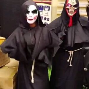 Priest Costume with mask for Cosplay Party Masquerade,light up mask for halloween