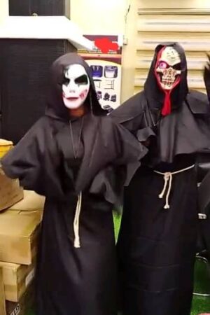 Priest Costume with mask for Cosplay Party Masquerade,light up mask for halloween
