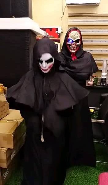 Priest Costume with mask for Cosplay Party Masquerade,light up mask for halloween