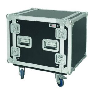 Proel CR210BLKMW 19′ Professional Rack case 10U with 100mm wheels, 45cm rackable depth.