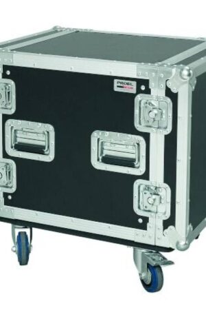 Proel CR210BLKMW 19' Professional Rack case 10U with 100mm wheels, 45cm rackable depth.
