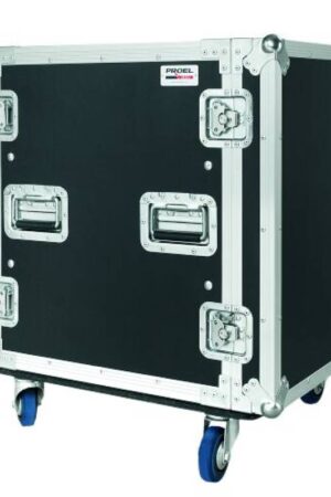 Proel CR412BLKMW 19' Professional Foam suspended Rack case 12U with 100mm wheels, 50cm rackable depth.