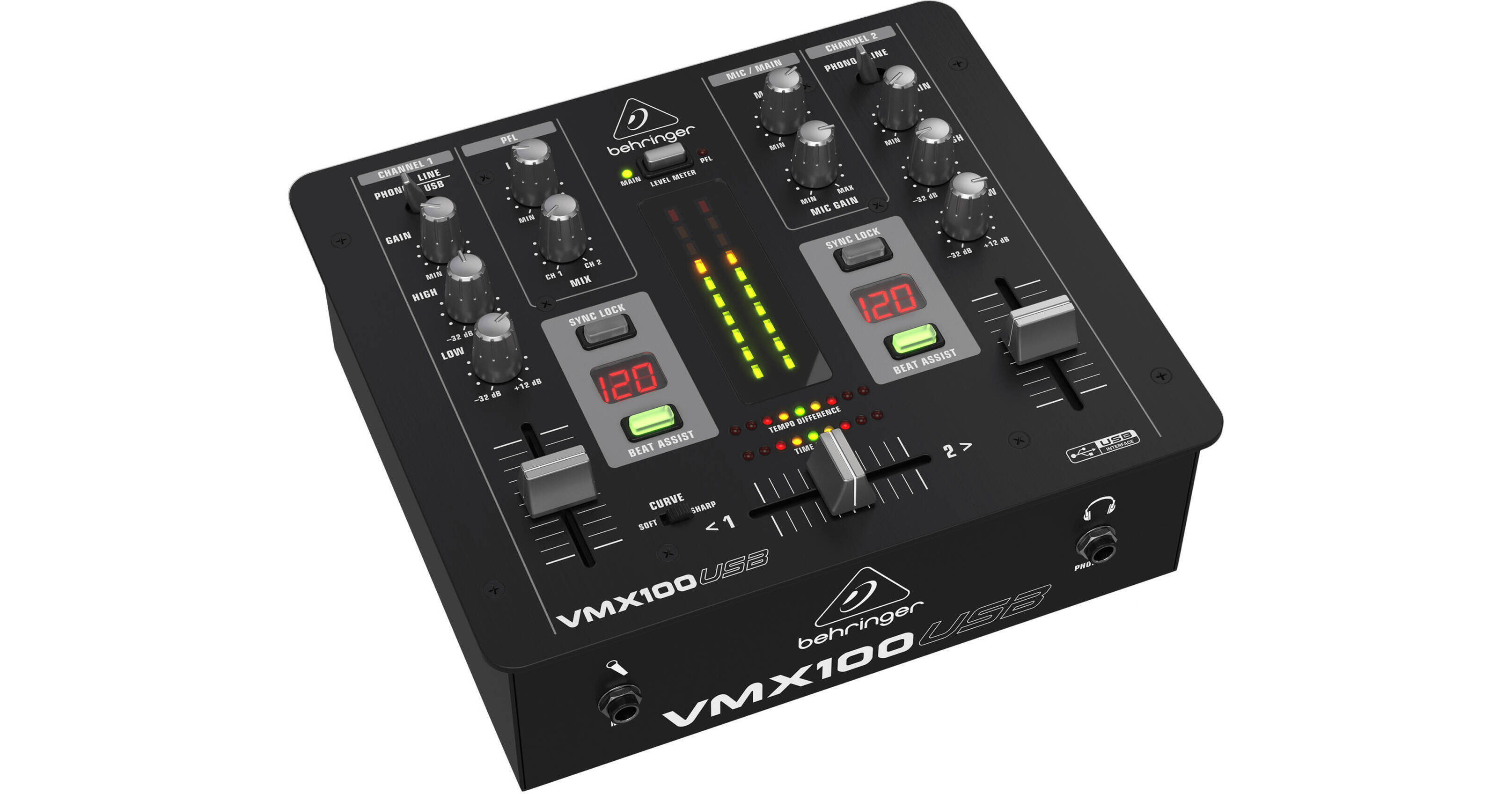 Behringer Pro Mixer VMX100USB 2-Channel DJ Mixer