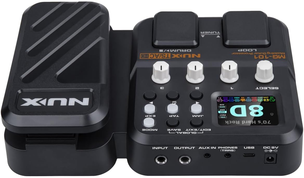 NUX MG-101 Multi Effects Pedal with 46 Effects, 25 Classic Amp Models, 512 Samples IR Resolution, 12 user-loadable IR slots, JAM–Phrase Looper, Drum Machine, Metronome Function, - Image 3