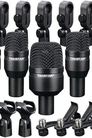 TAKSTAR Drum Microphone Kit, 7 Piece Drum Instrument Mic for Performing and Recording - Professional Condenser Mic for Kick, Snare, Rack Toms, Floor Toms, and Congas