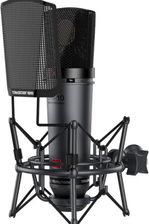 TAKSTAR XLR Cardioid Condenser Microphone, SM-10 34mm Large Diaphragm Recording Studio Microphone with Shock Mount, Perfect for Podcasting, Live-Streaming, Interview, Broadcasting, Vocal, Instrument