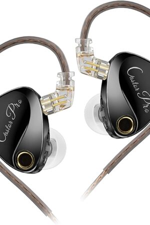 KZ Castor Pro Tunable in Ear Monitor, HiFi Improved Bass in Ear Headphone, Dual-Dynamic Driver Gaming Earbuds, IEM Earphones with 2PIN-C Detachable Cable(Black, with Mic)