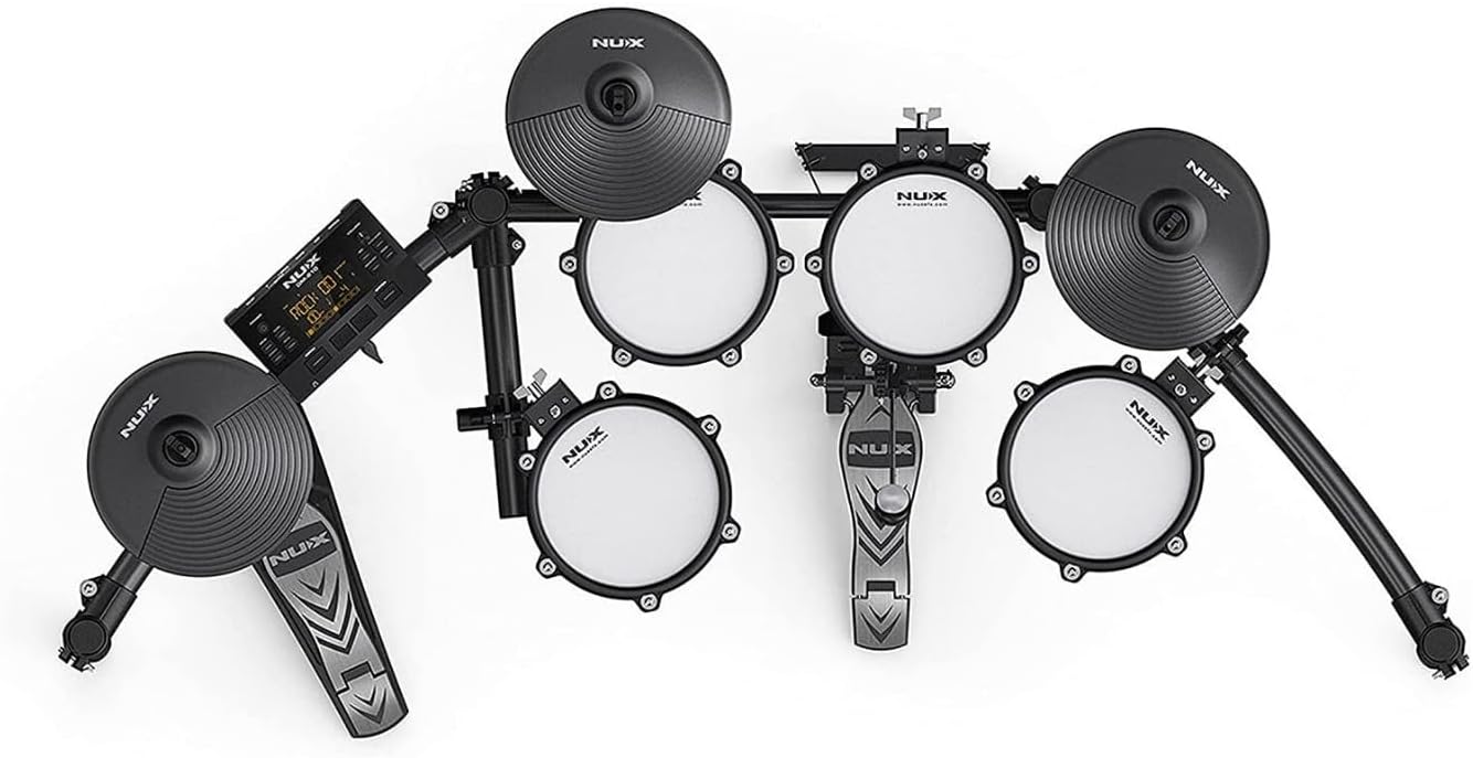 NuX DM-210 All Mesh Head Entry-Level Recordable Digital Drum Kit with Mesh Drum Pads, Independent Kick Drum, Diverse Sound Library, and Coach Function - Image 2