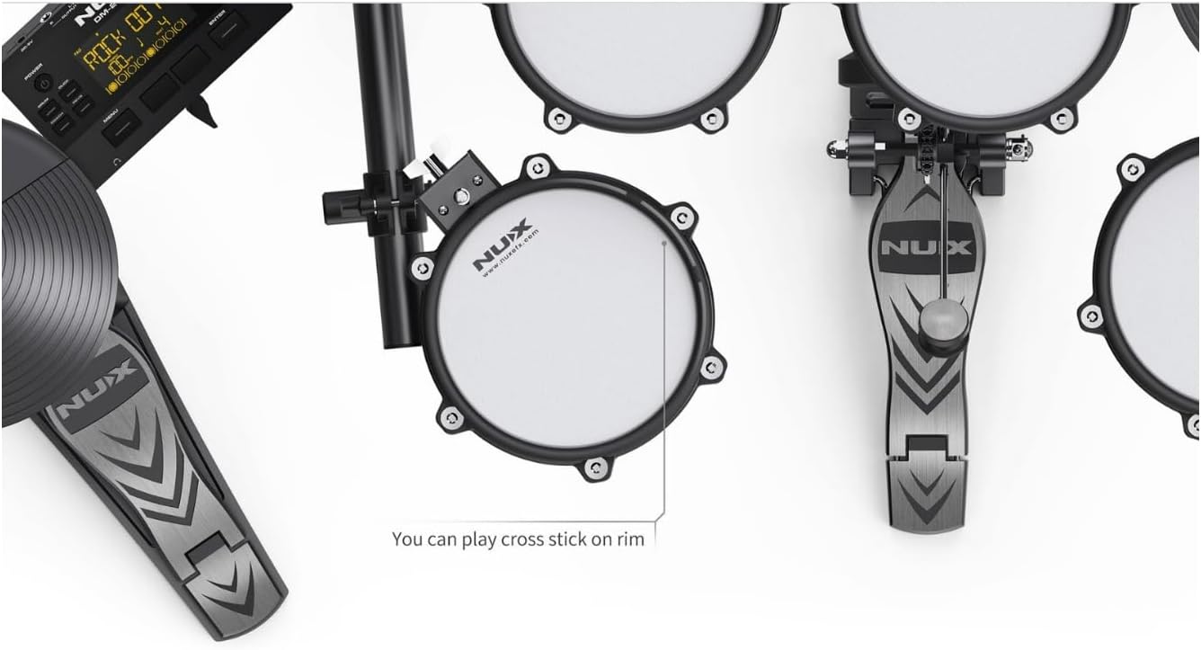 NuX DM-210 All Mesh Head Entry-Level Recordable Digital Drum Kit with Mesh Drum Pads, Independent Kick Drum, Diverse Sound Library, and Coach Function - Image 6