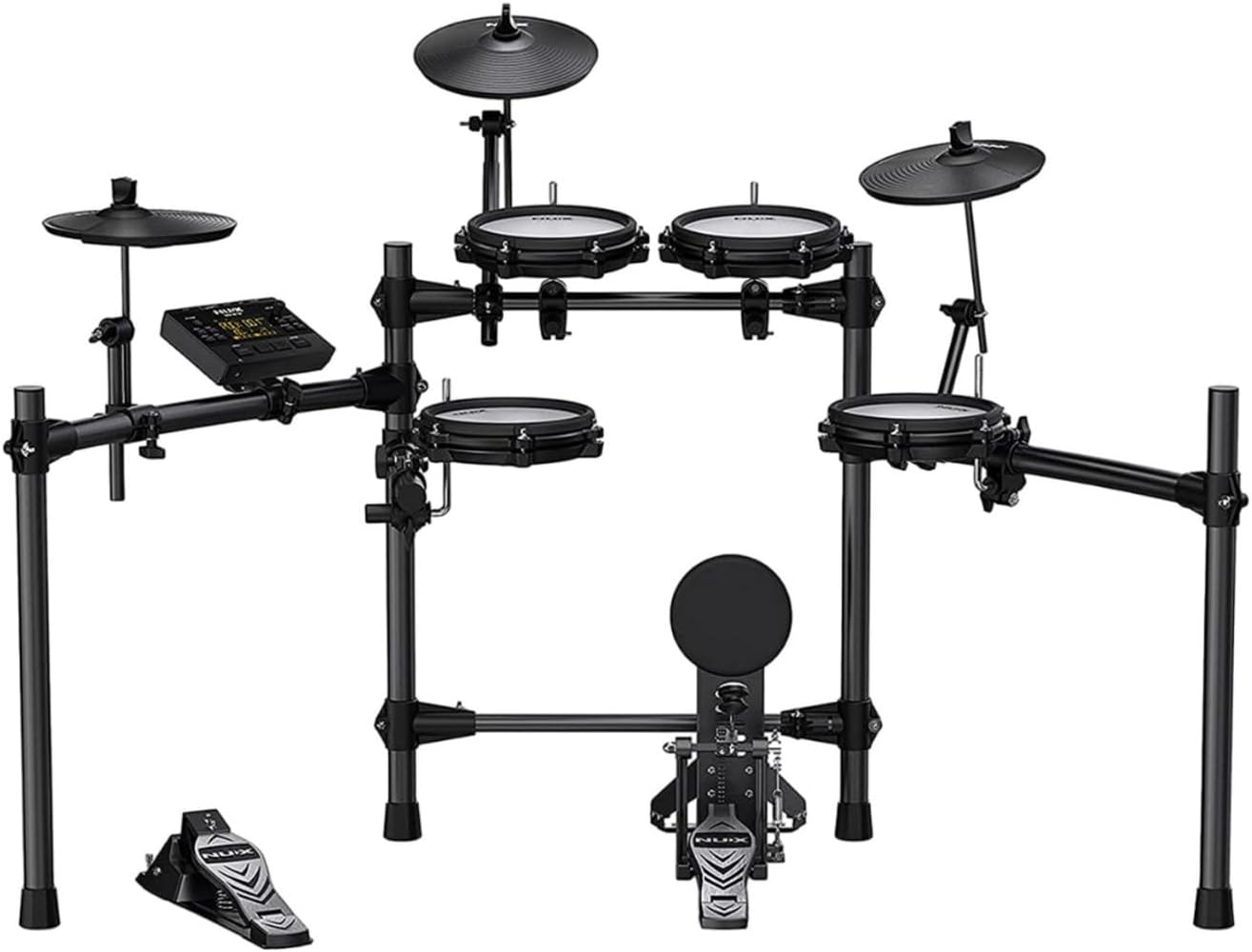 NuX DM-210 All Mesh Head Entry-Level Recordable Digital Drum Kit with Mesh Drum Pads, Independent Kick Drum, Diverse Sound Library, and Coach Function