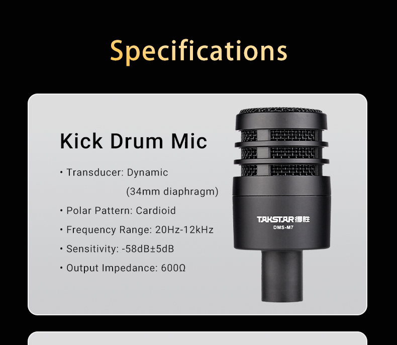 TAKSTAR DMS-M7 Drum Microphone Set 7 Piece Drum Microphone Kit, - Image 6