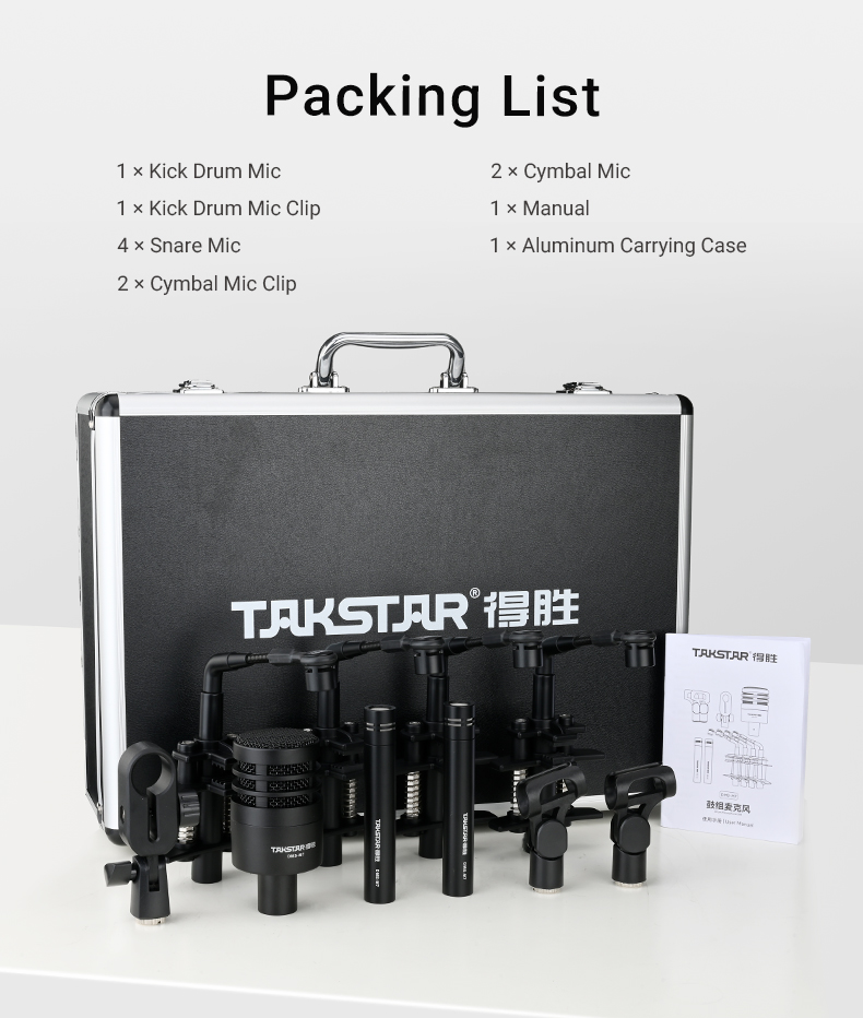 TAKSTAR DMS-M7 Drum Microphone Set 7 Piece Drum Microphone Kit, - Image 8